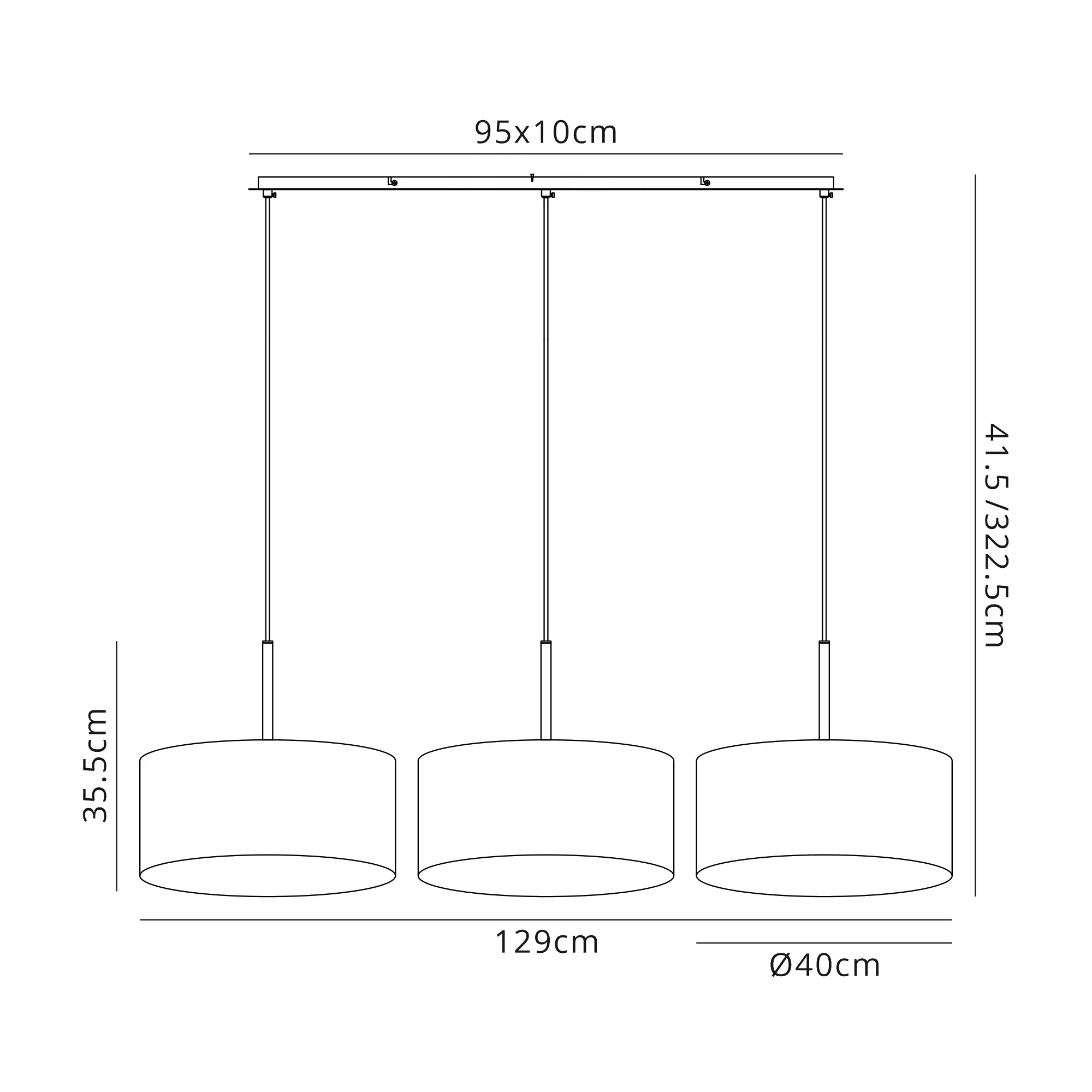Baymont 40cm Shade 3 Light Pendant Polished Chrome, Ivory Pearl/White DK0561  Deco Baymont CH IV